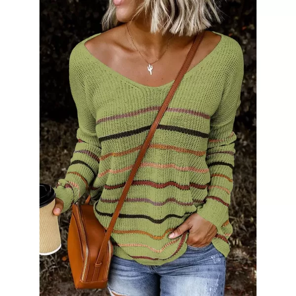 Dokotoo Womens 2023 Cute Summer Fall Color Block Striped Lightweight Comfy Cable Knit Beach Pullover Sweaters