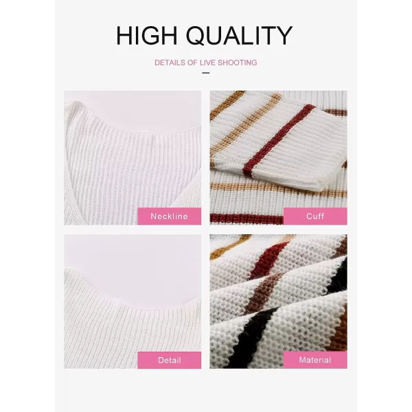 Dokotoo Womens 2023 Cute Summer Fall Color Block Striped Lightweight Comfy Cable Knit Beach Pullover Sweaters