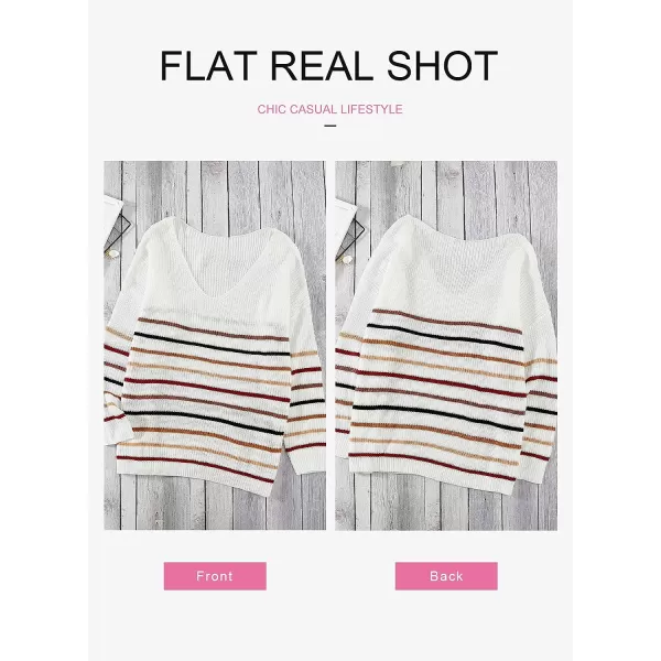 Dokotoo Womens 2023 Cute Summer Fall Color Block Striped Lightweight Comfy Cable Knit Beach Pullover Sweaters
