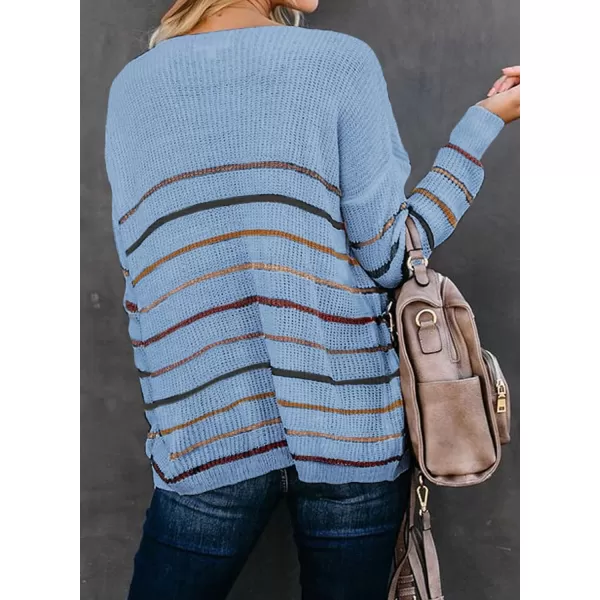 Dokotoo Womens 2023 Cute Summer Fall Color Block Striped Lightweight Comfy Cable Knit Beach Pullover Sweaters
