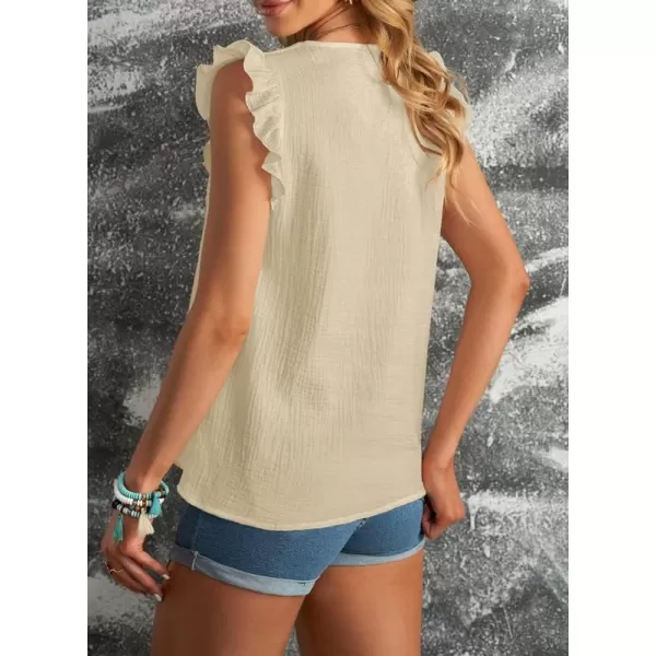 Dokotoo Womens 2023 Cute V Neck Ruffle Sleeveless Shirts Elegant Tank Tops Blouses