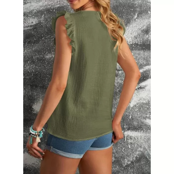 Dokotoo Womens 2023 Cute V Neck Ruffle Sleeveless Shirts Elegant Tank Tops Blouses