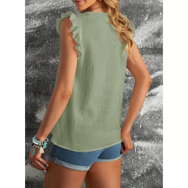 Dokotoo Womens 2023 Cute V Neck Ruffle Sleeveless Shirts Elegant Tank Tops Blouses