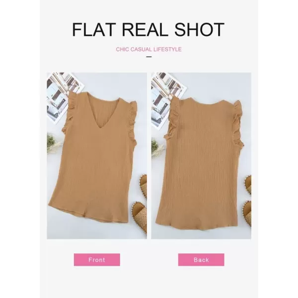 Dokotoo Womens 2023 Cute V Neck Ruffle Sleeveless Shirts Elegant Tank Tops Blouses