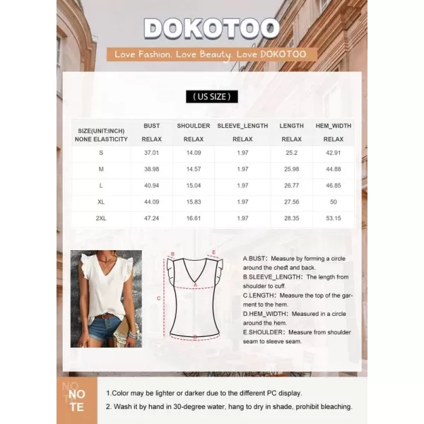 Dokotoo Womens 2023 Cute V Neck Ruffle Sleeveless Shirts Elegant Tank Tops Blouses