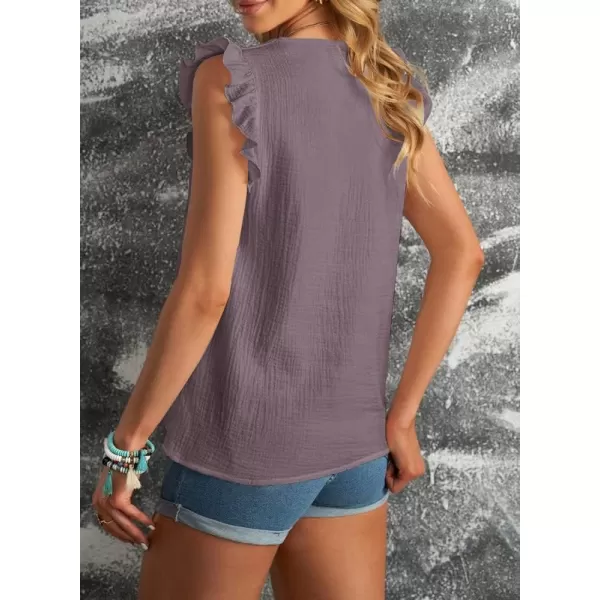 Dokotoo Womens 2023 Cute V Neck Ruffle Sleeveless Shirts Elegant Tank Tops Blouses