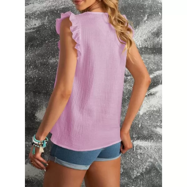 Dokotoo Womens 2023 Cute V Neck Ruffle Sleeveless Shirts Elegant Tank Tops Blouses
