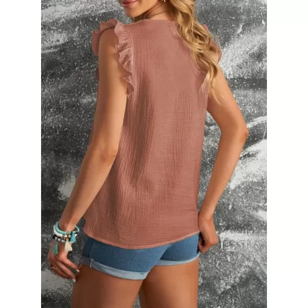 Dokotoo Womens 2023 Cute V Neck Ruffle Sleeveless Shirts Elegant Tank Tops Blouses