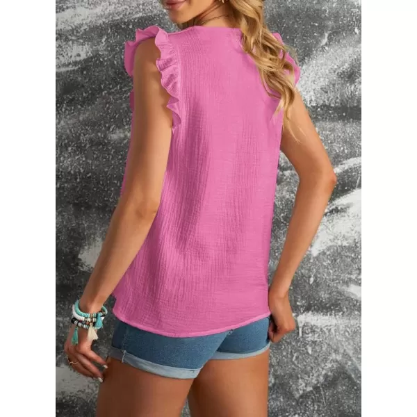 Dokotoo Womens 2023 Cute V Neck Ruffle Sleeveless Shirts Elegant Tank Tops Blouses