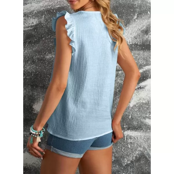 Dokotoo Womens 2023 Cute V Neck Ruffle Sleeveless Shirts Elegant Tank Tops Blouses
