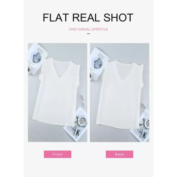 Dokotoo Womens 2023 Cute V Neck Ruffle Sleeveless Shirts Elegant Tank Tops Blouses