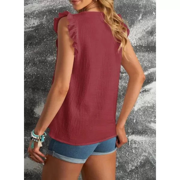 Dokotoo Womens 2023 Cute V Neck Ruffle Sleeveless Shirts Elegant Tank Tops Blouses