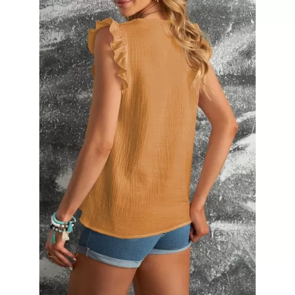 Dokotoo Womens 2023 Cute V Neck Ruffle Sleeveless Shirts Elegant Tank Tops Blouses