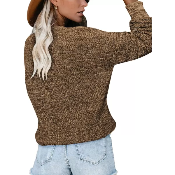 Dokotoo Womens 2023 Elegant Deep V Neck Wrap Long Sleeve Chunky Cable Knit Jumper Pullover Sweaters