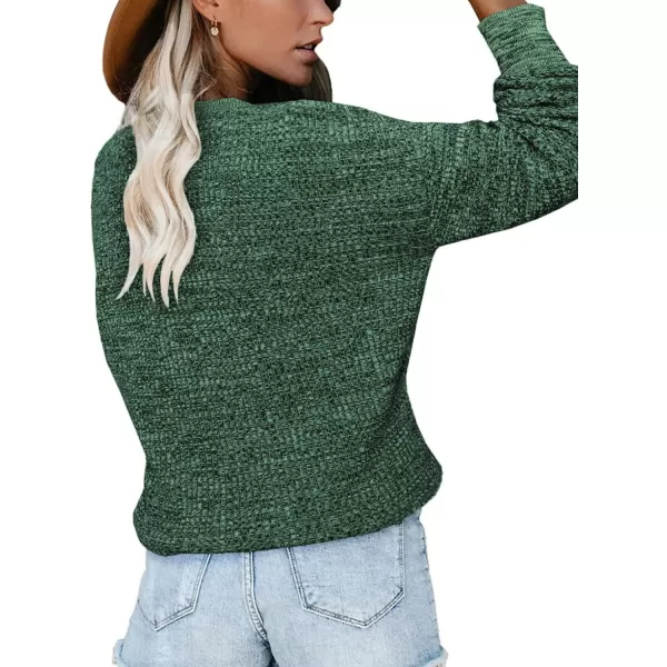 Dokotoo Womens 2023 Elegant Deep V Neck Wrap Long Sleeve Chunky Cable Knit Jumper Pullover Sweaters