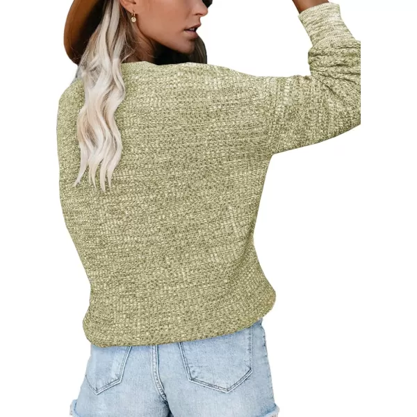 Dokotoo Womens 2023 Elegant Deep V Neck Wrap Long Sleeve Chunky Cable Knit Jumper Pullover Sweaters