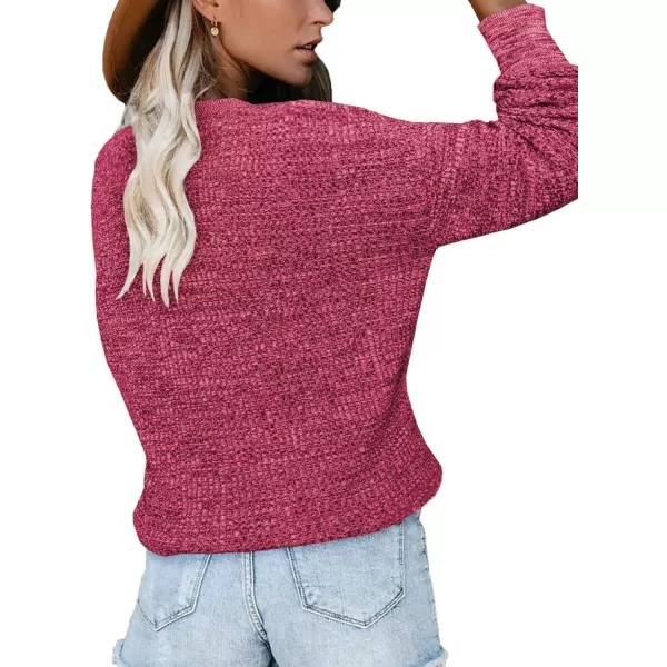 Dokotoo Womens 2023 Elegant Deep V Neck Wrap Long Sleeve Chunky Cable Knit Jumper Pullover Sweaters