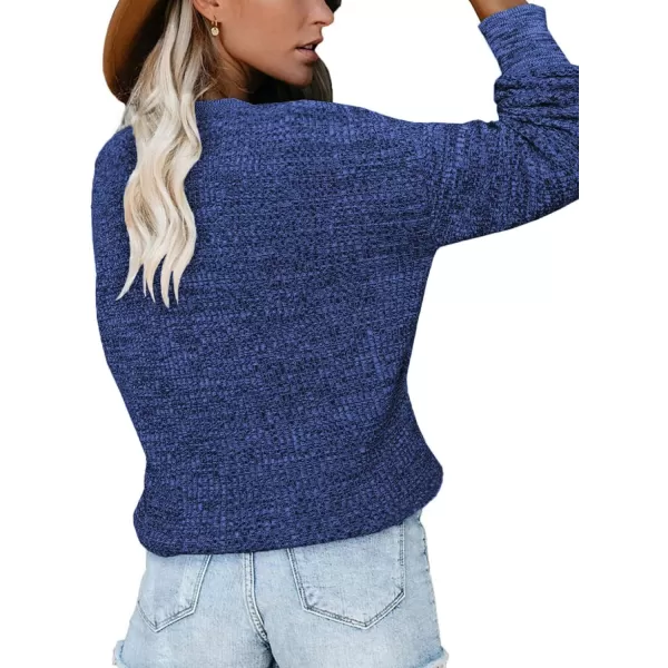 Dokotoo Womens 2023 Elegant Deep V Neck Wrap Long Sleeve Chunky Cable Knit Jumper Pullover Sweaters