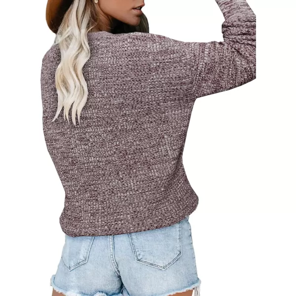 Dokotoo Womens 2023 Elegant Deep V Neck Wrap Long Sleeve Chunky Cable Knit Jumper Pullover Sweaters