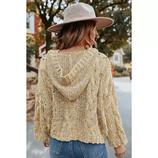 Dokotoo Womens 2023 Elegant Deep V Neck Wrap Long Sleeve Chunky Cable Knit Jumper Pullover Sweaters