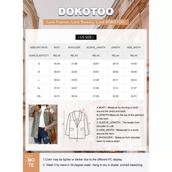 Dokotoo Womens 2023 Fall Corduroy Shacket Jacket Long Sleeve Button Down Color Block Hooded Coat with Pockets