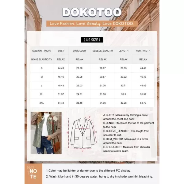 Dokotoo Womens 2023 Fall Corduroy Shacket Jacket Long Sleeve Button Down Color Block Hooded Coat with Pockets