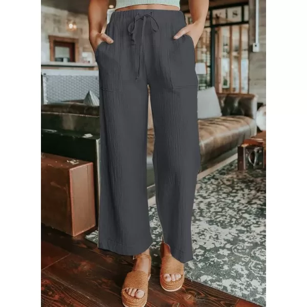 Dokotoo Women's 2023 Fashion Casual Elastic High Waisted Wide Leg Loose Work Long Palazzo Pants Trousers with Pockets