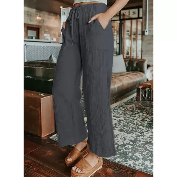 Dokotoo Women's 2023 Fashion Casual Elastic High Waisted Wide Leg Loose Work Long Palazzo Pants Trousers with Pockets