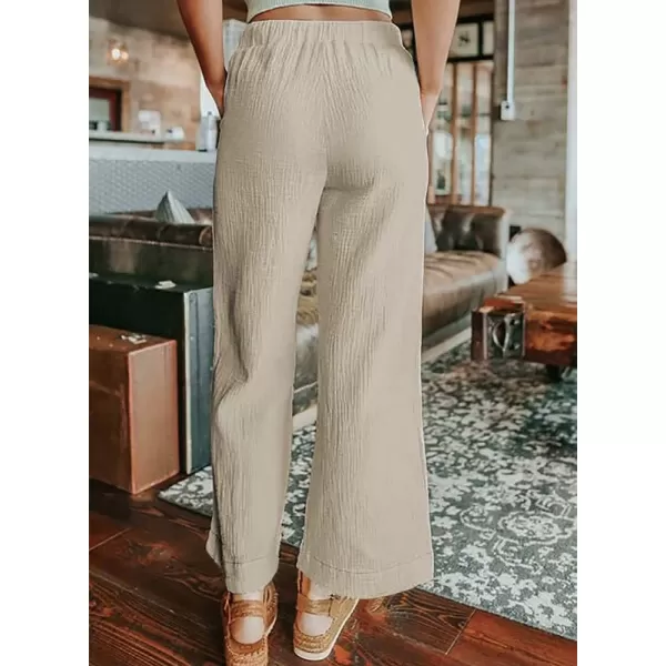 Dokotoo Women's 2023 Fashion Casual Elastic High Waisted Wide Leg Loose Work Long Palazzo Pants Trousers with Pockets