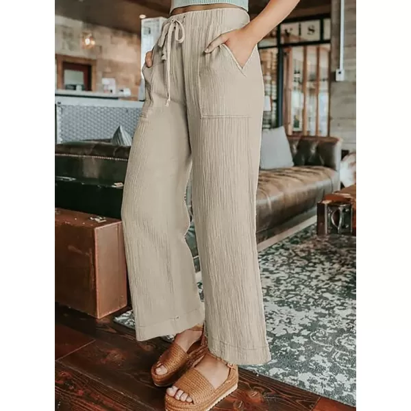 Dokotoo Women's 2023 Fashion Casual Elastic High Waisted Wide Leg Loose Work Long Palazzo Pants Trousers with Pockets