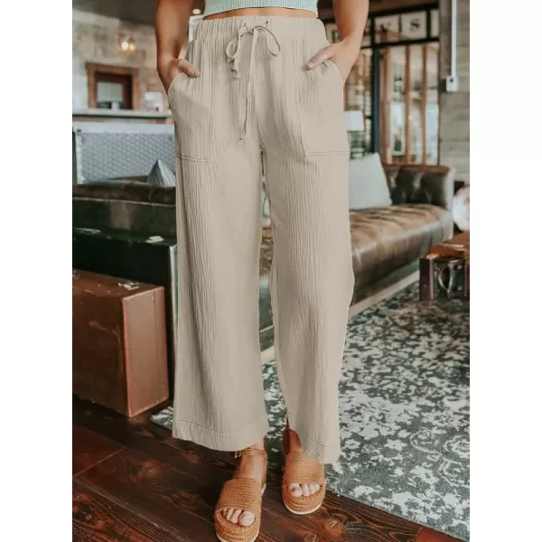 Dokotoo Women's 2023 Fashion Casual Elastic High Waisted Wide Leg Loose Work Long Palazzo Pants Trousers with Pockets