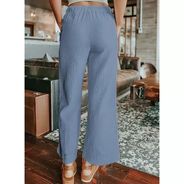 Dokotoo Women's 2023 Fashion Casual Elastic High Waisted Wide Leg Loose Work Long Palazzo Pants Trousers with Pockets