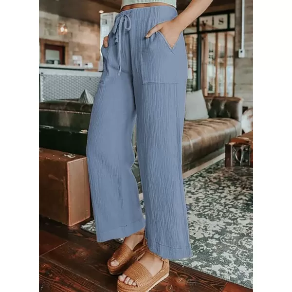Dokotoo Women's 2023 Fashion Casual Elastic High Waisted Wide Leg Loose Work Long Palazzo Pants Trousers with Pockets