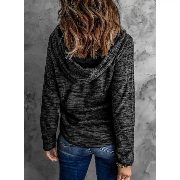 Dokotoo Womens 2023 Fashion Fall Button Collar Drawstring Stitching Sweatshirts Hoodies Pullover
