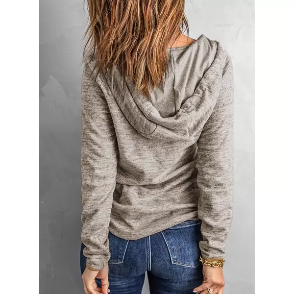 Dokotoo Womens 2023 Fashion Fall Button Collar Drawstring Stitching Sweatshirts Hoodies Pullover