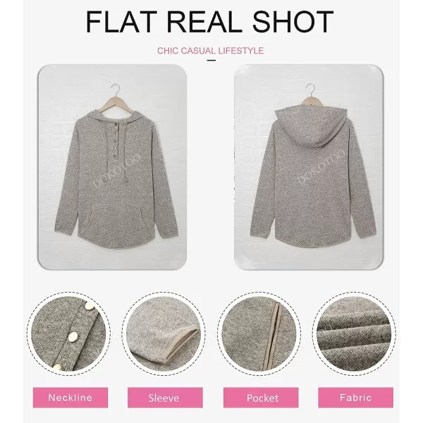 Dokotoo Womens 2023 Fashion Fall Button Collar Drawstring Stitching Sweatshirts Hoodies Pullover