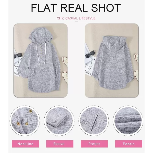 Dokotoo Womens 2023 Fashion Fall Button Collar Drawstring Stitching Sweatshirts Hoodies Pullover