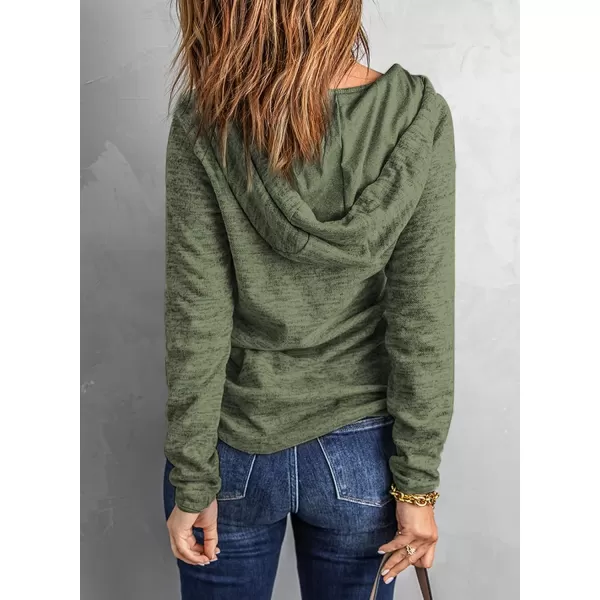 Dokotoo Womens 2023 Fashion Fall Button Collar Drawstring Stitching Sweatshirts Hoodies Pullover