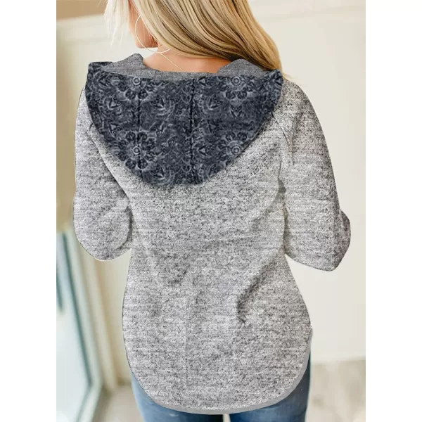 Dokotoo Womens 2023 Fashion Fall Button Collar Drawstring Stitching Sweatshirts Hoodies Pullover