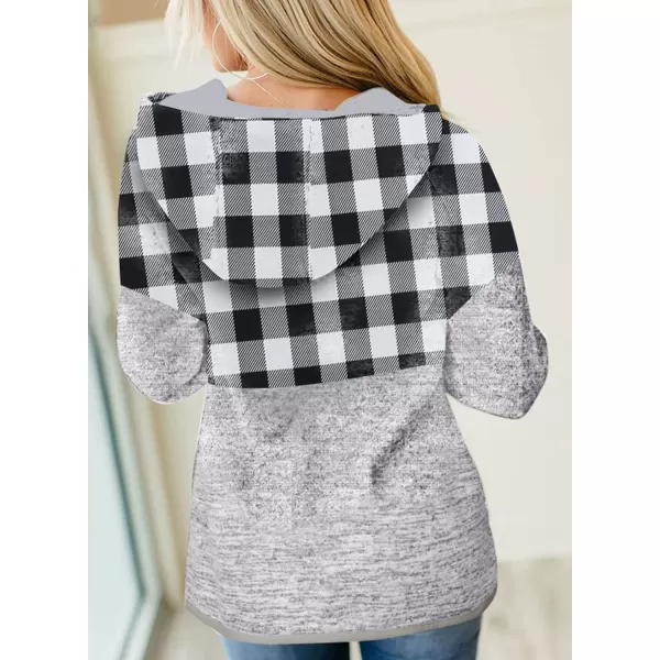 Dokotoo Womens 2023 Fashion Fall Button Collar Drawstring Stitching Sweatshirts Hoodies Pullover