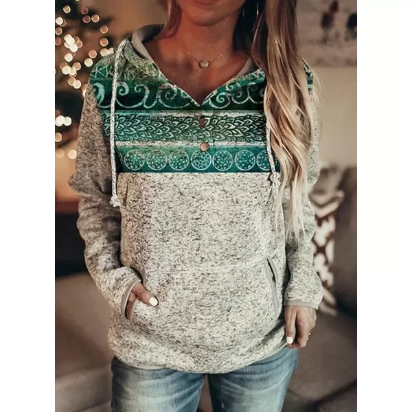 Dokotoo Womens 2023 Fashion Fall Button Collar Drawstring Stitching Sweatshirts Hoodies Pullover