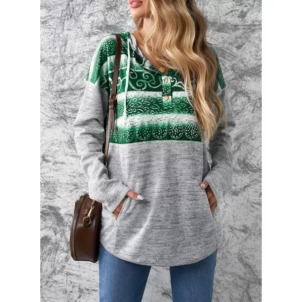 Dokotoo Womens 2023 Fashion Fall Button Collar Drawstring Stitching Sweatshirts Hoodies Pullover