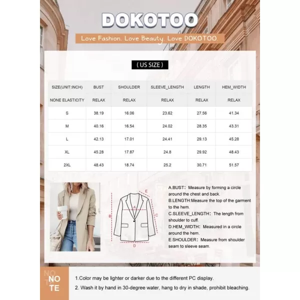 Dokotoo Womens 2023 Fashion Fall Lapel Collar Buttons Blazer Jackets for Women Business Casual