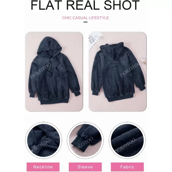 Dokotoo Womens 2023 Fashion Fuzzy Warm Casual Loose Hooded Sweatshirt Hoodies with Pockets Outerwear S-XXL
