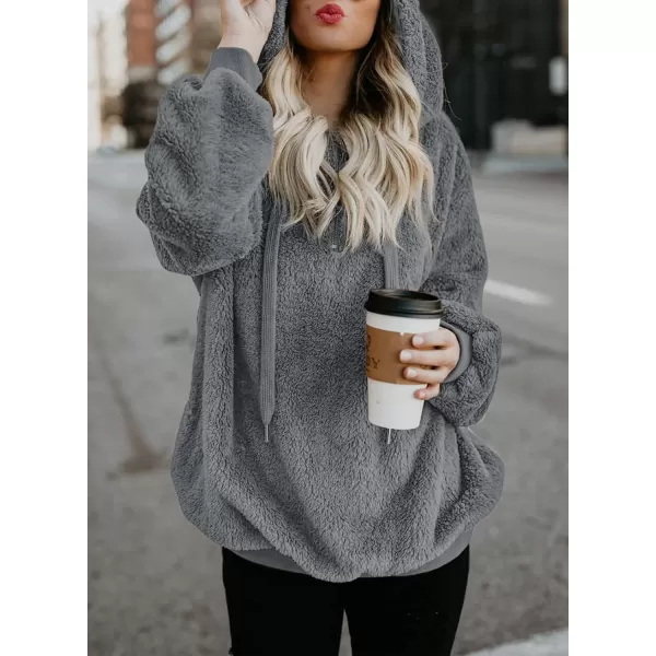 Dokotoo Womens 2023 Fashion Fuzzy Warm Casual Loose Hooded Sweatshirt Hoodies with Pockets Outerwear S-XXL