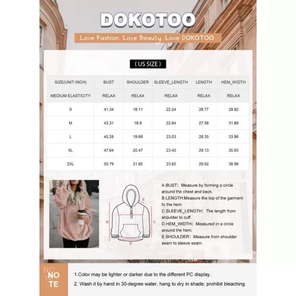 Dokotoo Womens 2023 Fashion Fuzzy Warm Casual Loose Hooded Sweatshirt Hoodies with Pockets Outerwear S-XXL