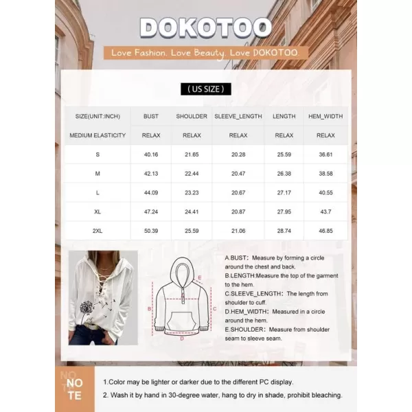 Dokotoo Womens 2023 Fashion Lace Up V Neck Drawstring Hoodies Sweatshirt Pullover Tops