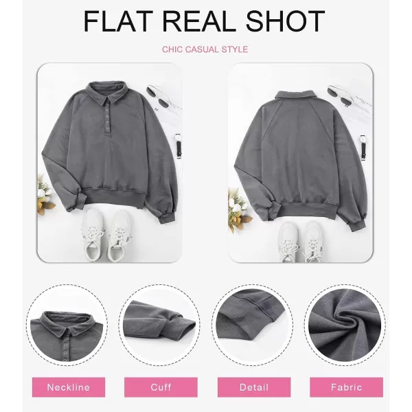 Dokotoo Womens 2023 Fashion Oversized Loose Lantern Sleeve Button Collar Pullover Sweatshirts Tops