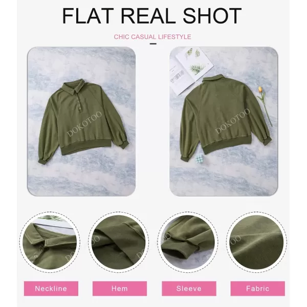 Dokotoo Womens 2023 Fashion Oversized Loose Lantern Sleeve Button Collar Pullover Sweatshirts Tops