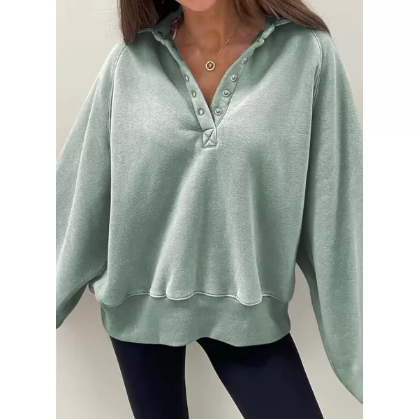 Dokotoo Womens 2023 Fashion Oversized Loose Lantern Sleeve Button Collar Pullover Sweatshirts Tops